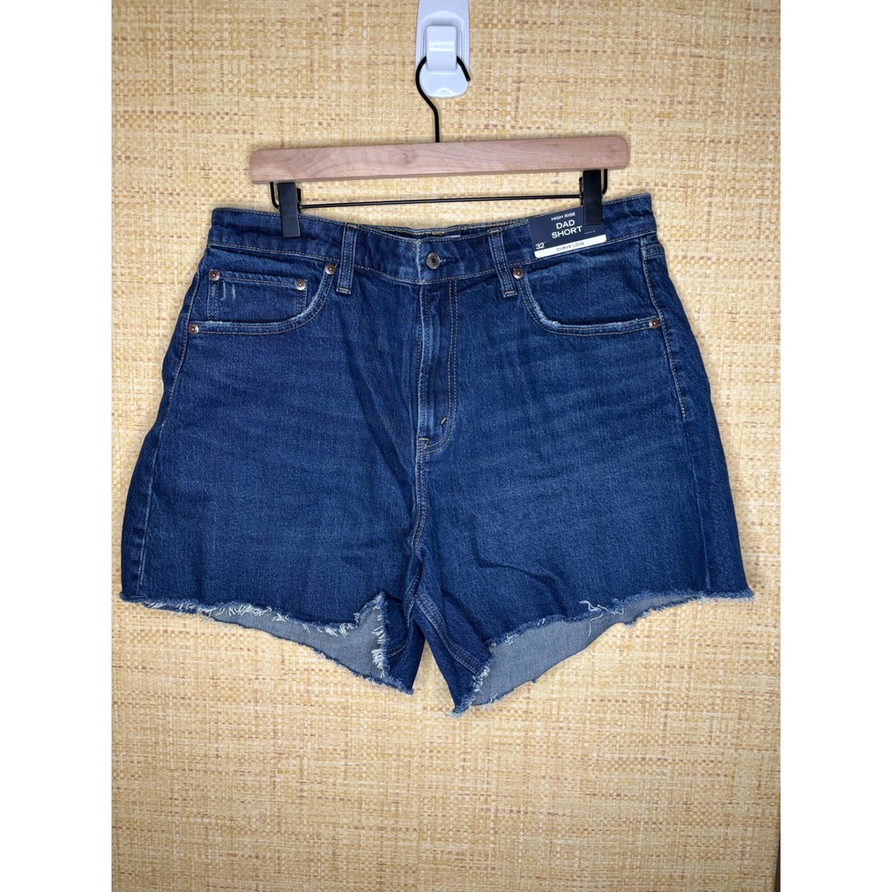 Abercrombie & Fitch Curve Love High Rise Dad Short 32 Dark Wash Floral